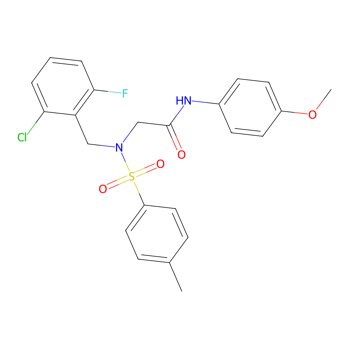 2-[(2-chloro-6-fluorophenyl)methyl-(4-methylphenyl)sulfonylamino]-N-(4-methoxyphenyl)acetamide molecular structure, CAS 593256-47-4