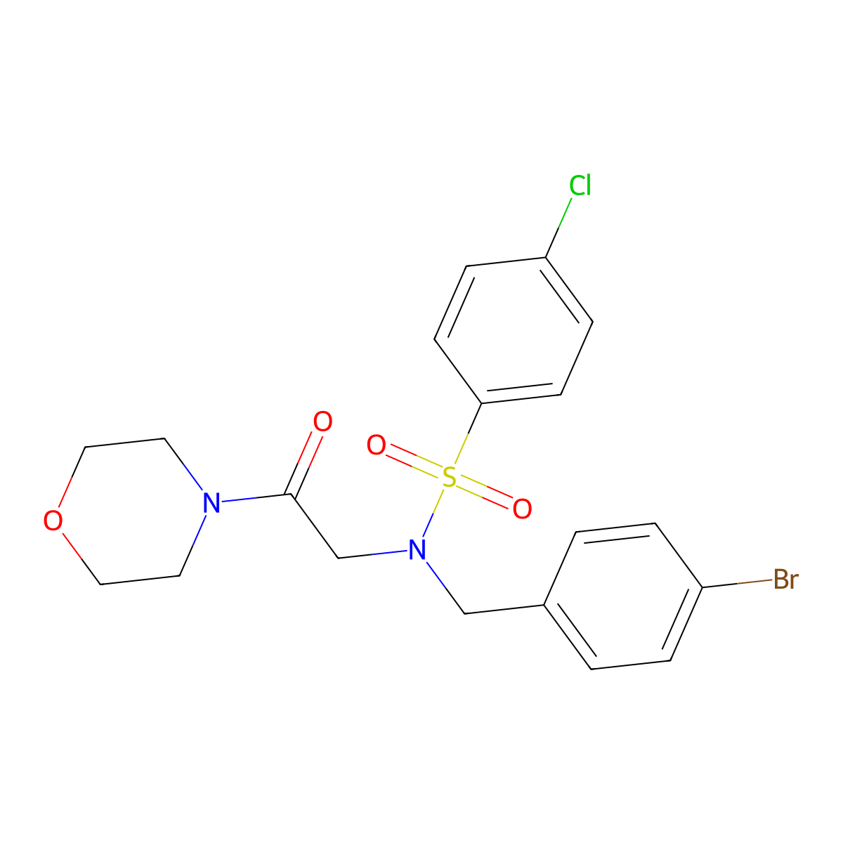 N-(4-bromobenzyl)-4-chloro-N-[2-(morpholin-4-yl)-2-oxoethyl]benzenesulfonamide molecular structure, CAS 593256-60-1