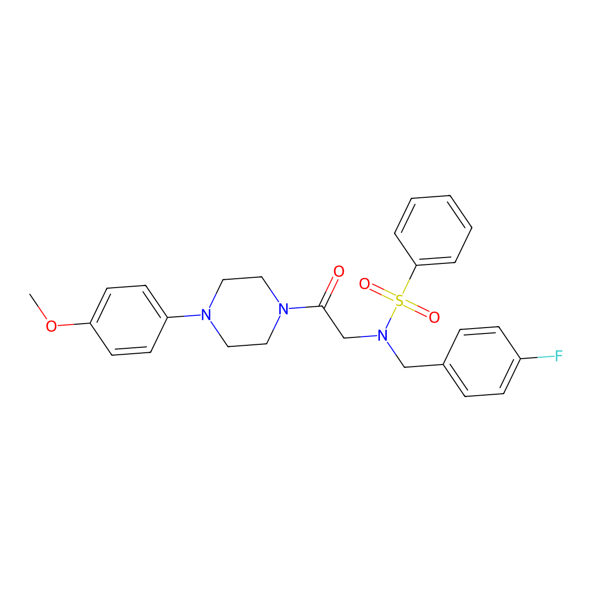 N-(4-fluorobenzyl)-N-{2-[4-(4-methoxyphenyl)piperazin-1-yl]-2-oxoethyl}benzenesulfonamide molecular structure, CAS 593256-92-9