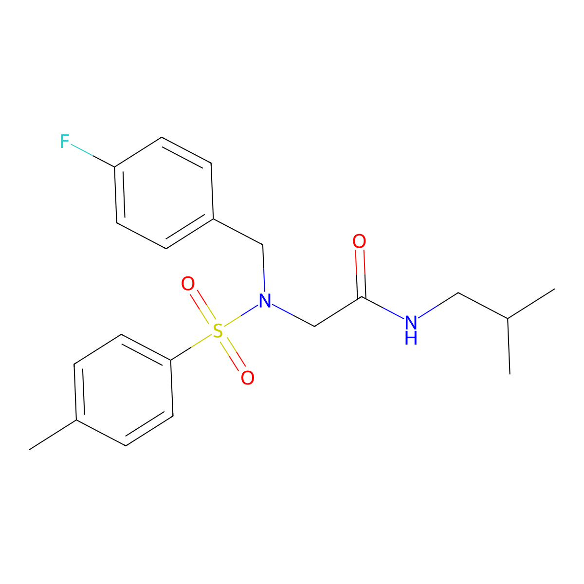 2-[(4-fluorophenyl)methyl-(4-methylphenyl)sulfonylamino]-N-(2-methylpropyl)acetamide molecular structure, CAS 593256-94-1