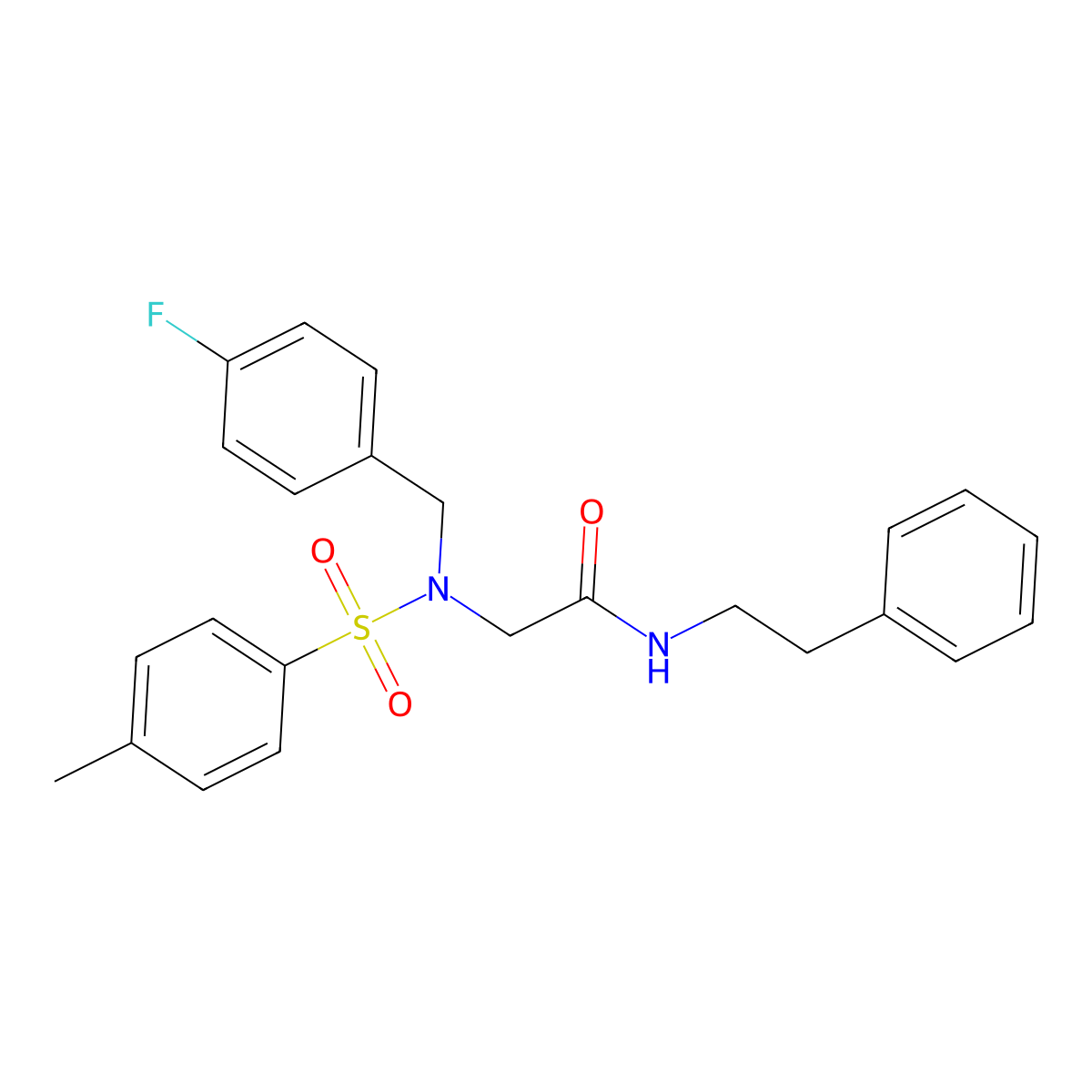N~2~-(4-fluorobenzyl)-N~2~-[(4-methylphenyl)sulfonyl]-N-(2-phenylethyl)glycinamide molecular structure, CAS 593257-01-3