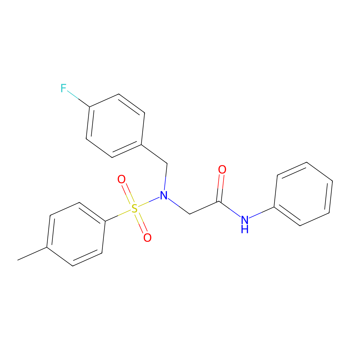 2-[(4-fluorophenyl)methyl-(4-methylphenyl)sulfonylamino]-N-phenylacetamide molecular structure, CAS 593257-03-5