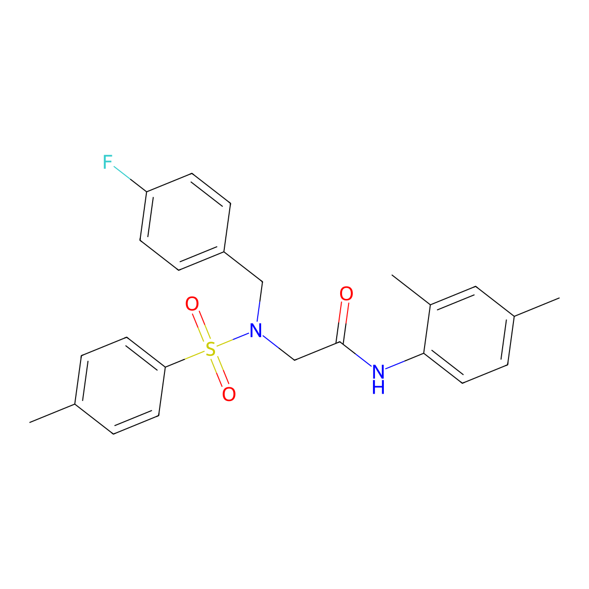 N-(2,4-dimethylphenyl)-2-{(4-fluorobenzyl)[(4-methylphenyl)sulfonyl]amino}acetamide molecular structure, CAS 593257-04-6