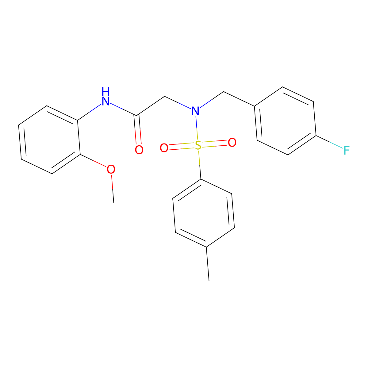2-[(4-fluorophenyl)methyl-(4-methylphenyl)sulfonylamino]-N-(2-methoxyphenyl)acetamide molecular structure, CAS 593257-10-4