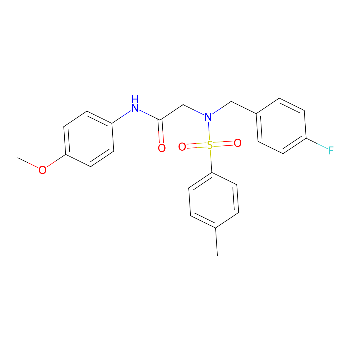 2-[(4-fluorophenyl)methyl-(4-methylphenyl)sulfonylamino]-N-(4-methoxyphenyl)acetamide molecular structure, CAS 593257-11-5