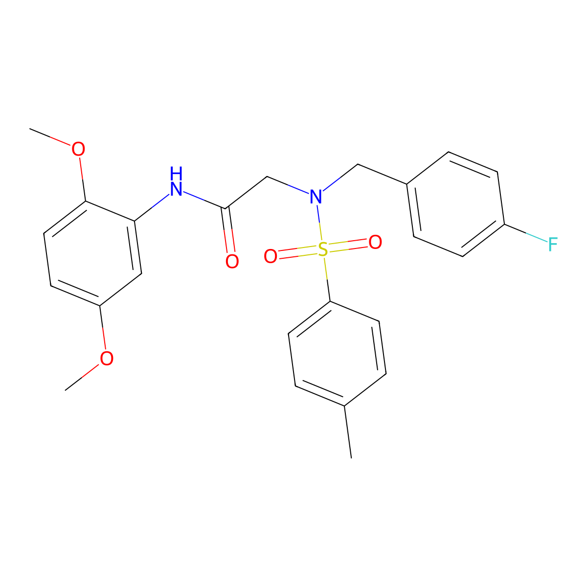 N-(2,5-dimethoxyphenyl)-2-[(4-fluorophenyl)methyl-(4-methylphenyl)sulfonylamino]acetamide molecular structure, CAS 593257-13-7