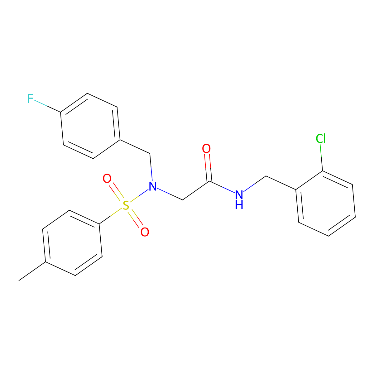 N-[(2-chlorophenyl)methyl]-2-[(4-fluorophenyl)methyl-(4-methylphenyl)sulfonylamino]acetamide molecular structure, CAS 593257-15-9