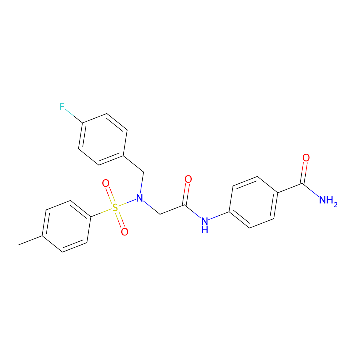 4-[[2-[(4-Fluorophenyl)methyl-(4-methylphenyl)sulfonylamino]acetyl]amino]benzamide molecular structure, CAS 593257-16-0