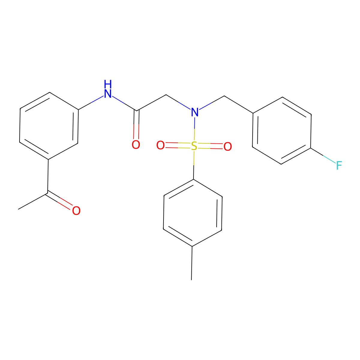 N-(3-acetylphenyl)-2-[(4-fluorophenyl)methyl-(4-methylphenyl)sulfonylamino]acetamide molecular structure, CAS 593257-17-1