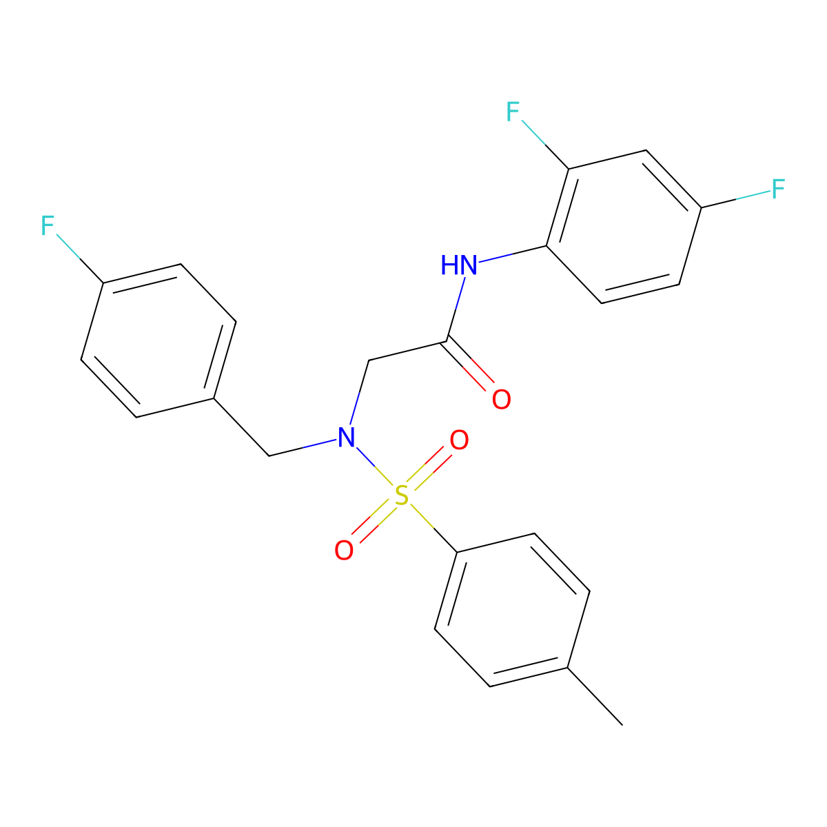 N-(2,4-difluorophenyl)-2-[(4-fluorophenyl)methyl-(4-methylphenyl)sulfonylamino]acetamide molecular structure, CAS 593257-22-8