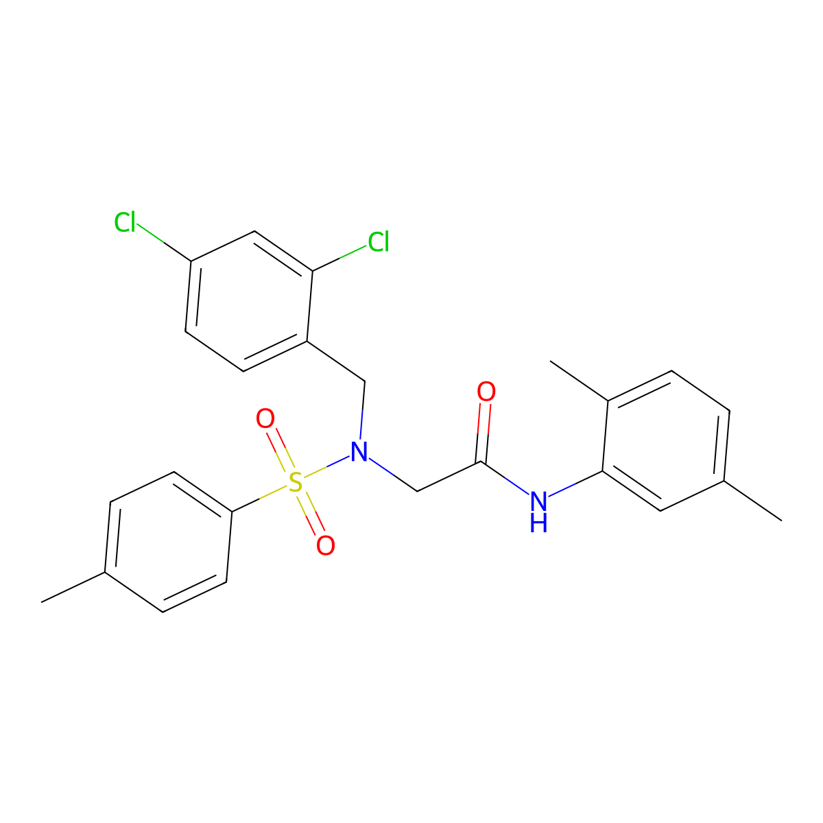 2-[(2,4-dichlorophenyl)methyl-(4-methylphenyl)sulfonylamino]-N-(2,5-dimethylphenyl)acetamide molecular structure, CAS 593257-29-5