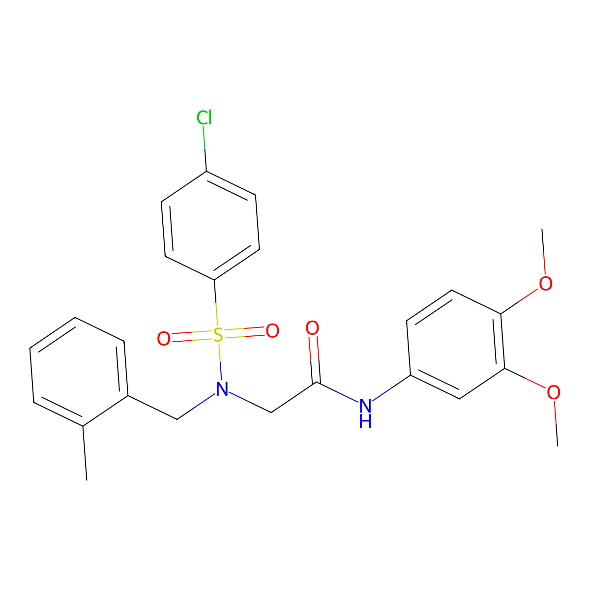 2-[(4-chlorophenyl)sulfonyl-[(2-methylphenyl)methyl]amino]-N-(3,4-dimethoxyphenyl)acetamide molecular structure, CAS 593257-64-8