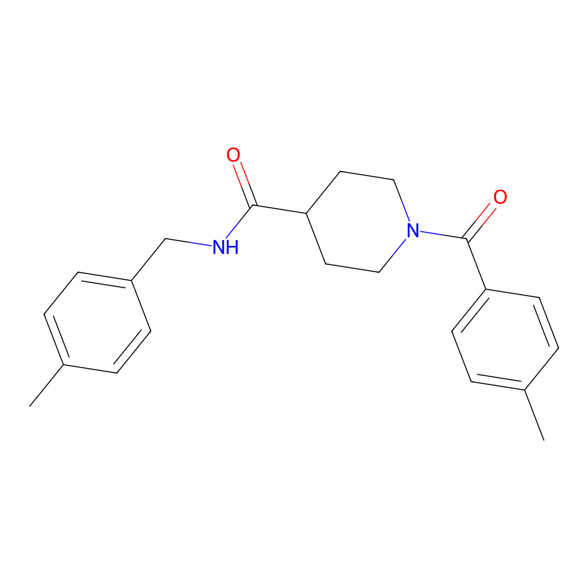 1-(4-methylbenzoyl)-N-[(4-methylphenyl)methyl]piperidine-4-carboxamide molecular structure, CAS 593258-48-1