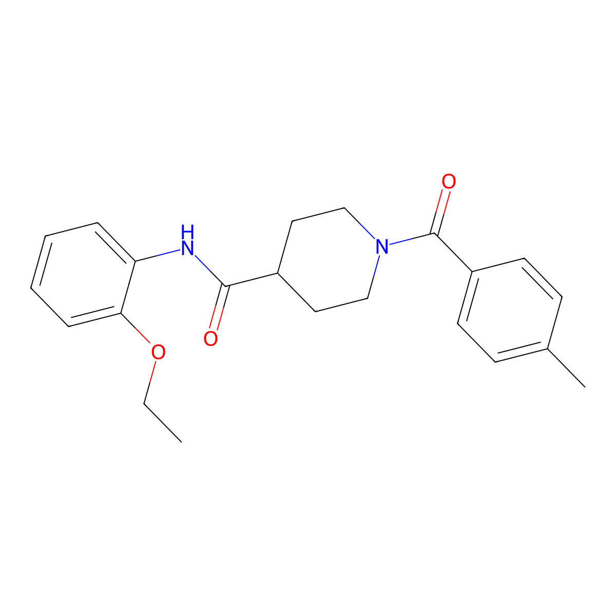 N-(2-ethoxyphenyl)-1-(4-methylbenzoyl)piperidine-4-carboxamide molecular structure, CAS 593258-53-8