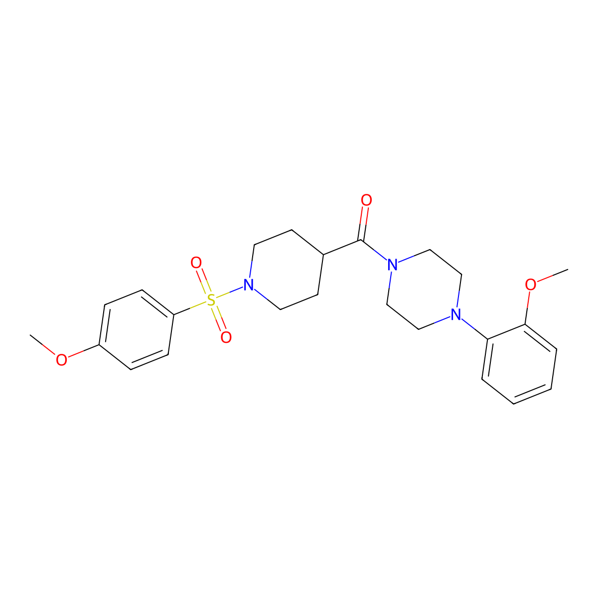 [4-(2-Methoxyphenyl)piperazin-1-yl]-[1-(4-methoxyphenyl)sulfonylpiperidin-4-yl]methanone molecular structure, CAS 593258-63-0