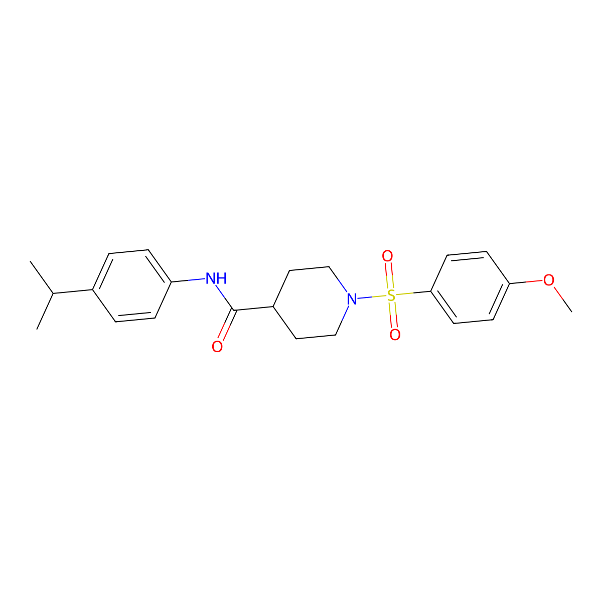N-(4-Isopropylphenyl)-1-((4-methoxyphenyl)sulfonyl)piperidine-4-carboxamide molecular structure, CAS 593258-66-3