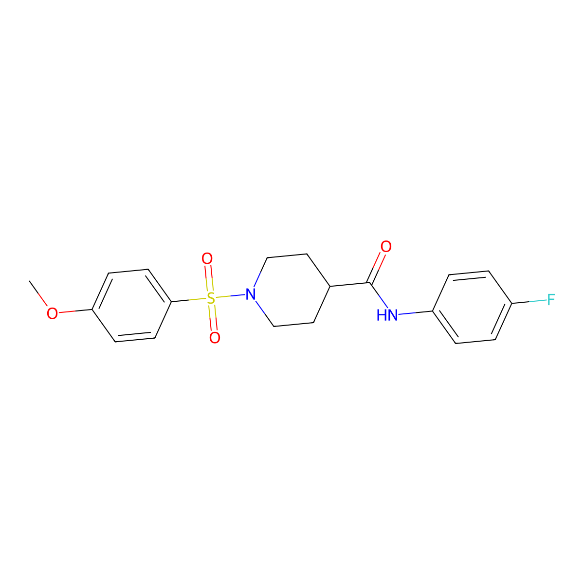 N-(4-Fluorophenyl)-1-(4-methoxybenzenesulfonyl)piperidine-4-carboxamide molecular structure, CAS 593258-68-5