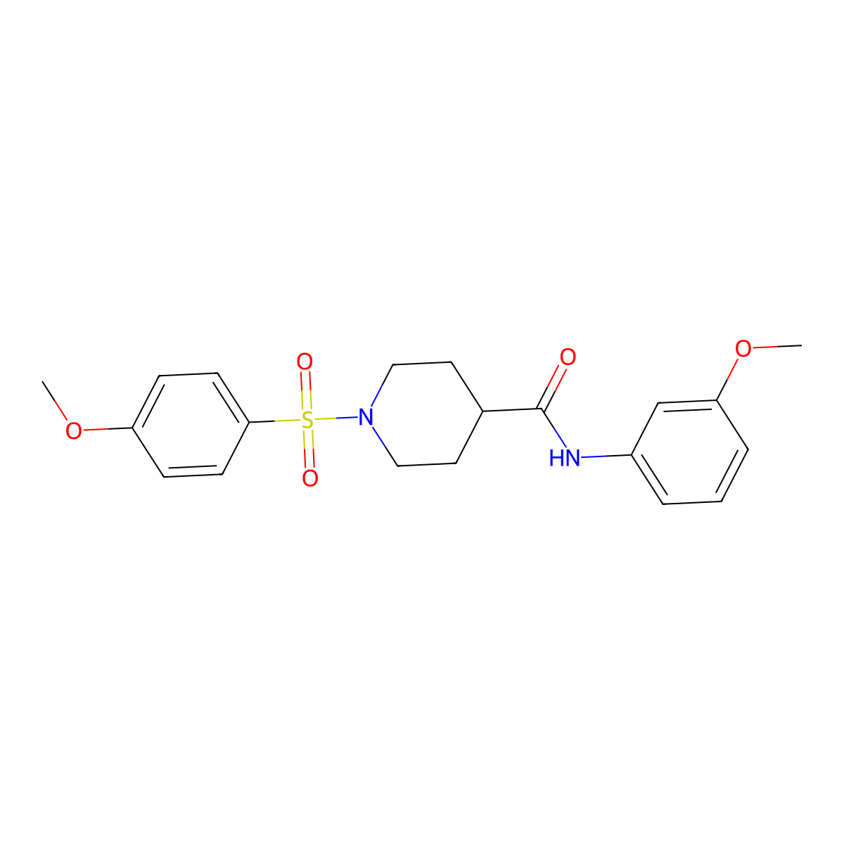 1-(4-Methoxybenzenesulfonyl)-N-(3-methoxyphenyl)piperidine-4-carboxamide molecular structure, CAS 593258-72-1