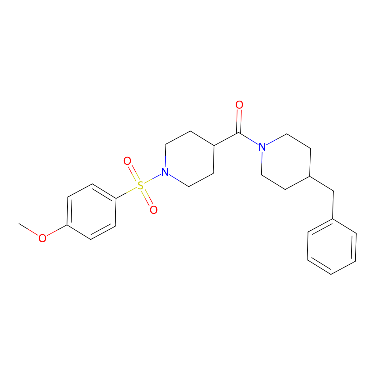 (4-Benzylpiperidin-1-yl)-[1-(4-methoxyphenyl)sulfonylpiperidin-4-yl]methanone molecular structure, CAS 593258-78-7