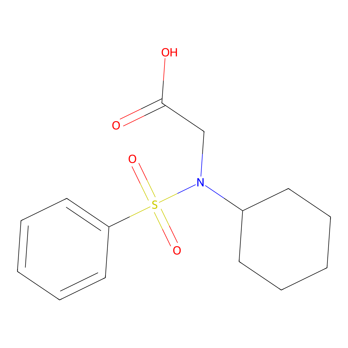 N-cyclohexyl-N-(phenylsulfonyl)glycine molecular structure, CAS 593260-42-5