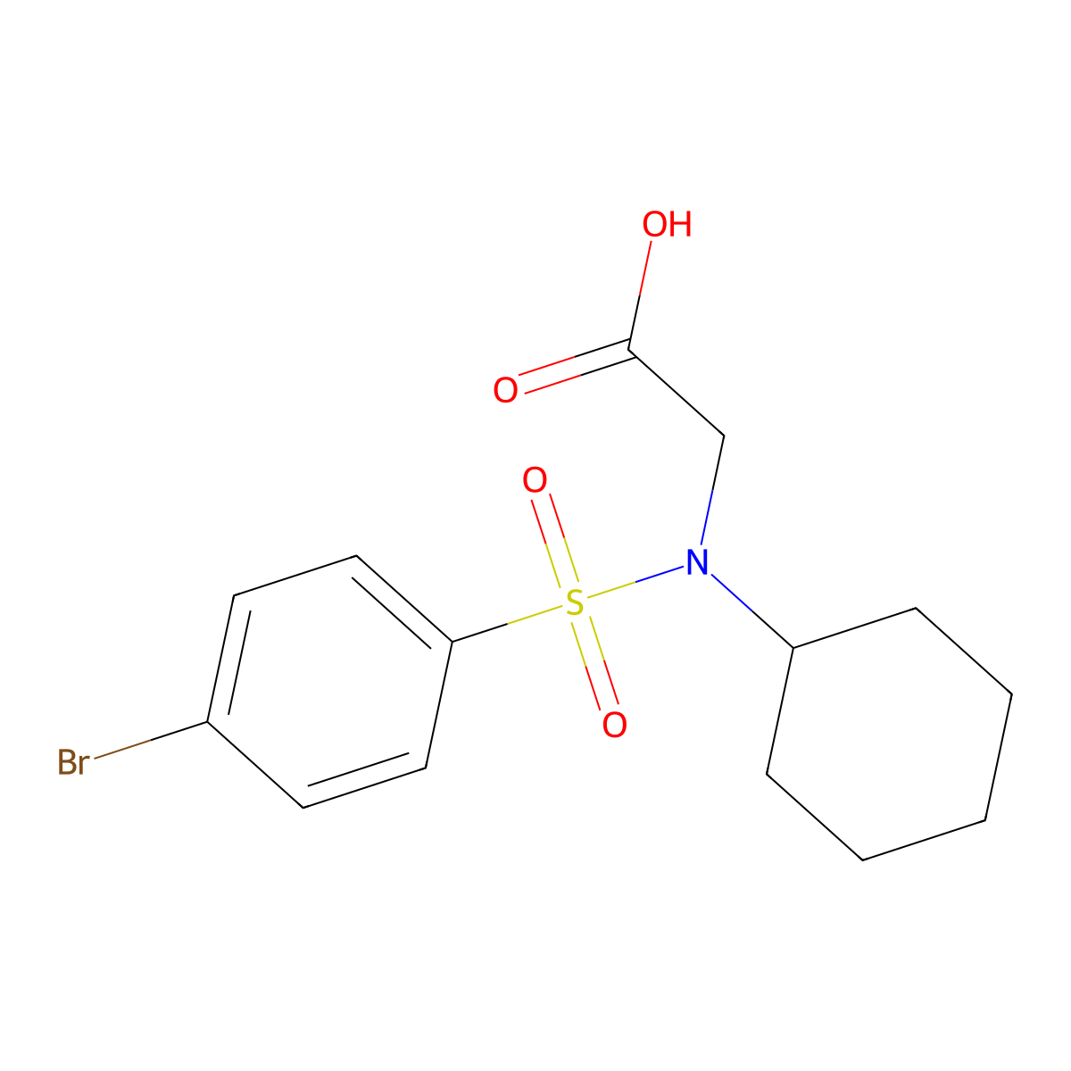 N-[(4-bromophenyl)sulfonyl]-N-cyclohexylglycine molecular structure, CAS 593260-50-5