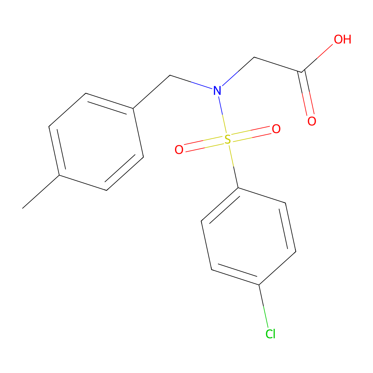 N-[(4-chlorophenyl)sulfonyl]-N-(4-methylbenzyl)glycine molecular structure, CAS 593261-35-9