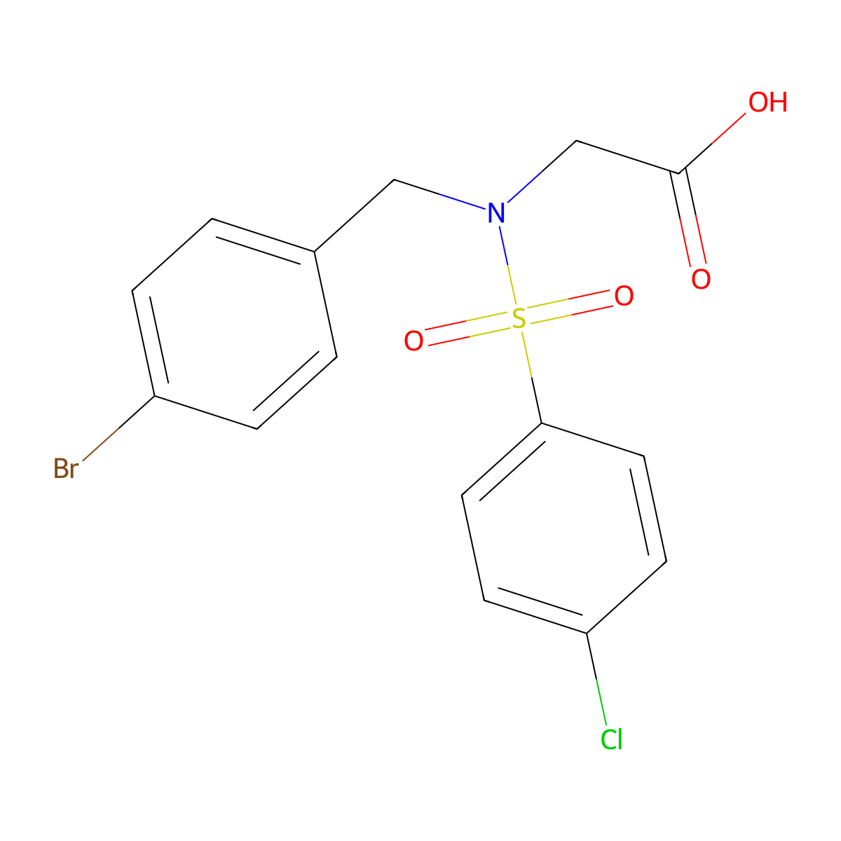 N-(4-bromobenzyl)-N-[(4-chlorophenyl)sulfonyl]glycine molecular structure, CAS 593261-59-7