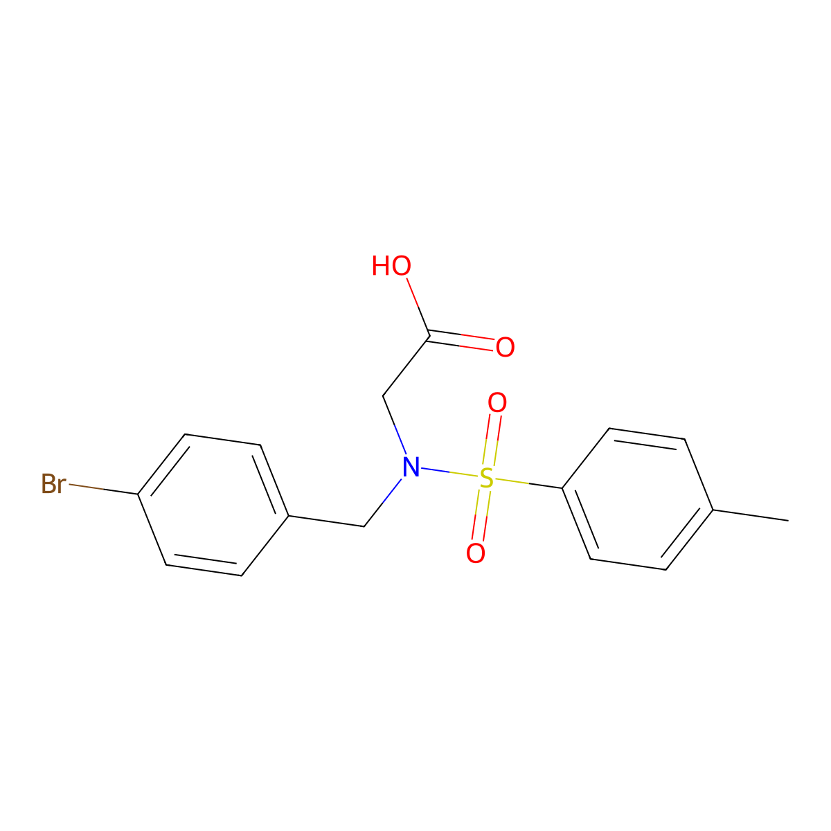 2-(N-(4-bromobenzyl)-4-methylphenylsulfonamido)acetic acid molecular structure, CAS 593261-60-0