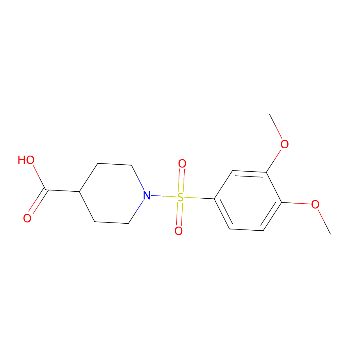 1-(3,4-Dimethoxybenzenesulfonyl)piperidine-4-carboxylic acid molecular structure, CAS 593261-75-7