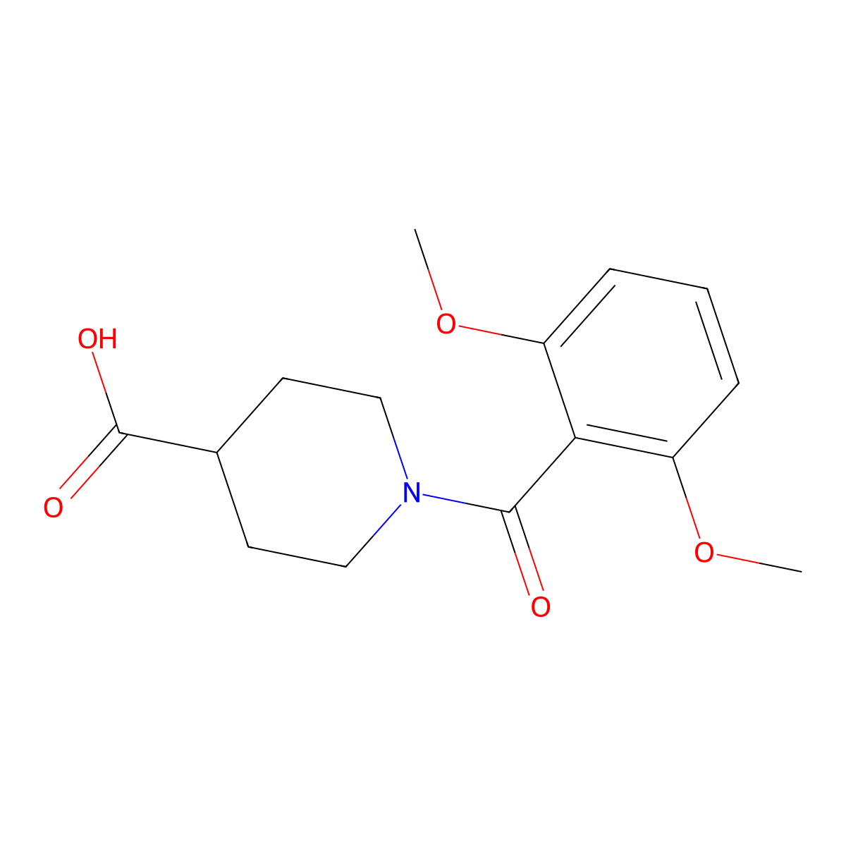 1-(2,6-Dimethoxybenzoyl)piperidine-4-carboxylic acid molecular structure, CAS 593261-82-6