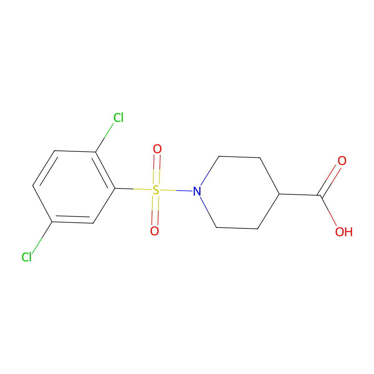 1-[(2,5-Dichlorophenyl)sulfonyl]piperidine-4-carboxylic acid molecular structure, CAS 593261-86-0