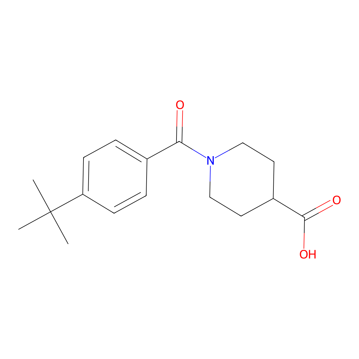 1-(4-Tert-butylbenzoyl)piperidine-4-carboxylic acid molecular structure, CAS 593261-87-1