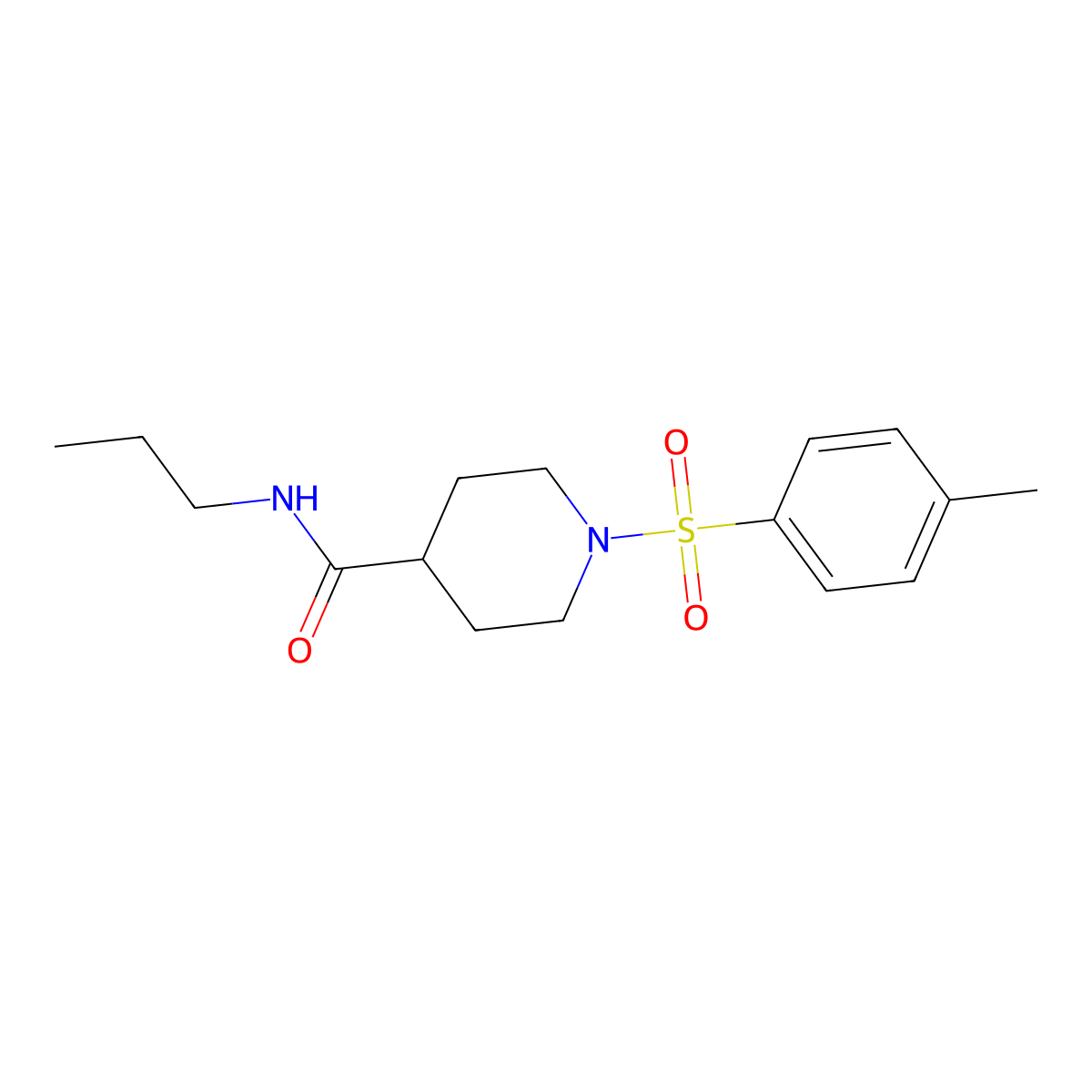 1-(4-methylphenyl)sulfonyl-N-propylpiperidine-4-carboxamide molecular structure, CAS 593261-97-3