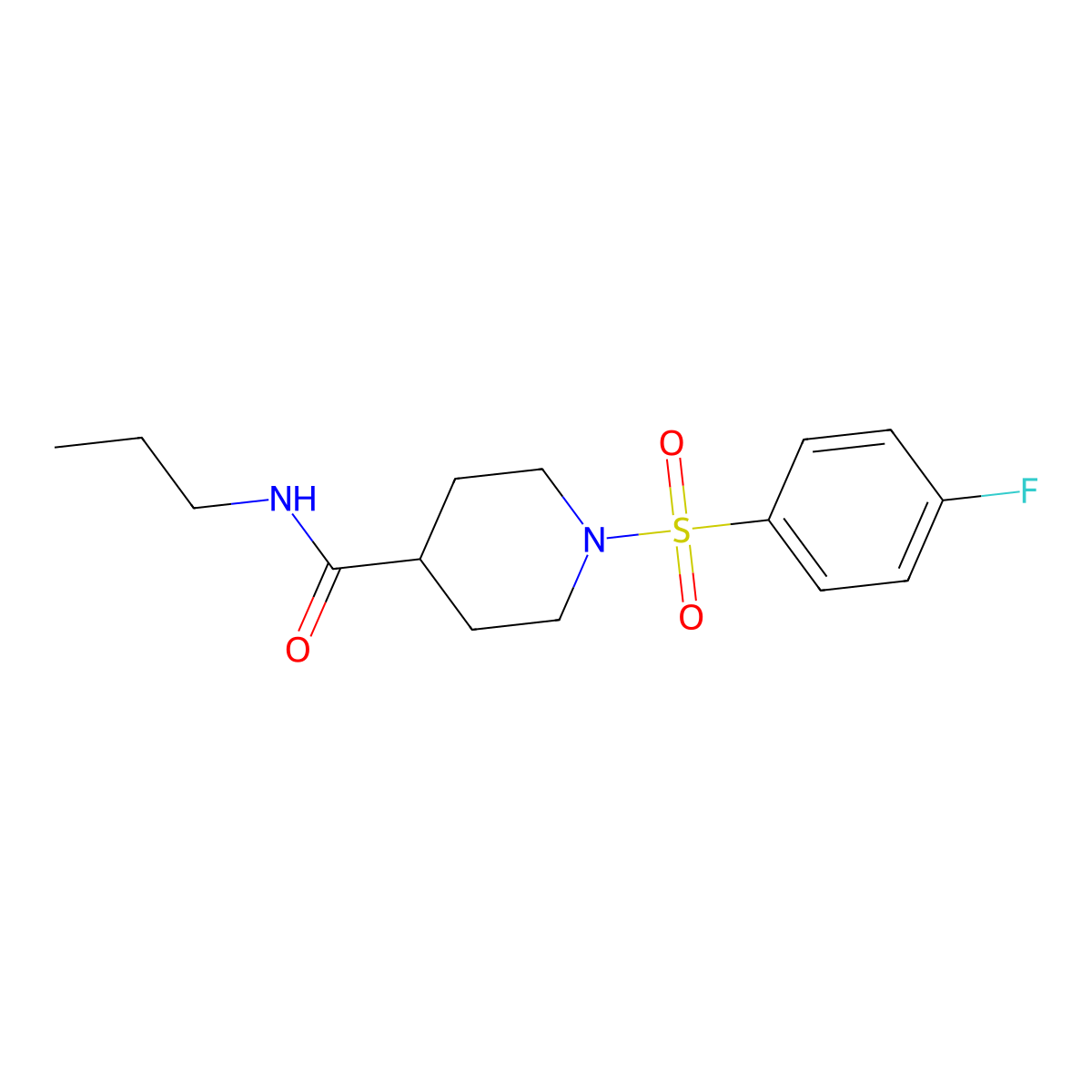 1-(4-fluorophenyl)sulfonyl-N-propylpiperidine-4-carboxamide molecular structure, CAS 593261-99-5
