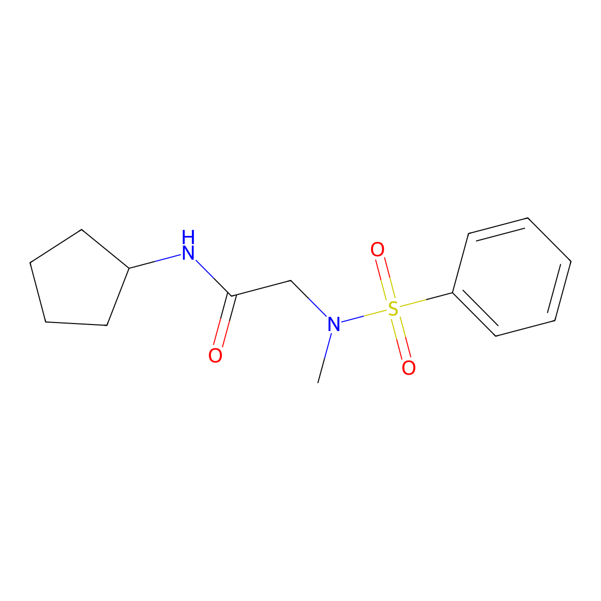 2-[benzenesulfonyl(methyl)amino]-N-cyclopentylacetamide molecular structure, CAS 593262-07-8