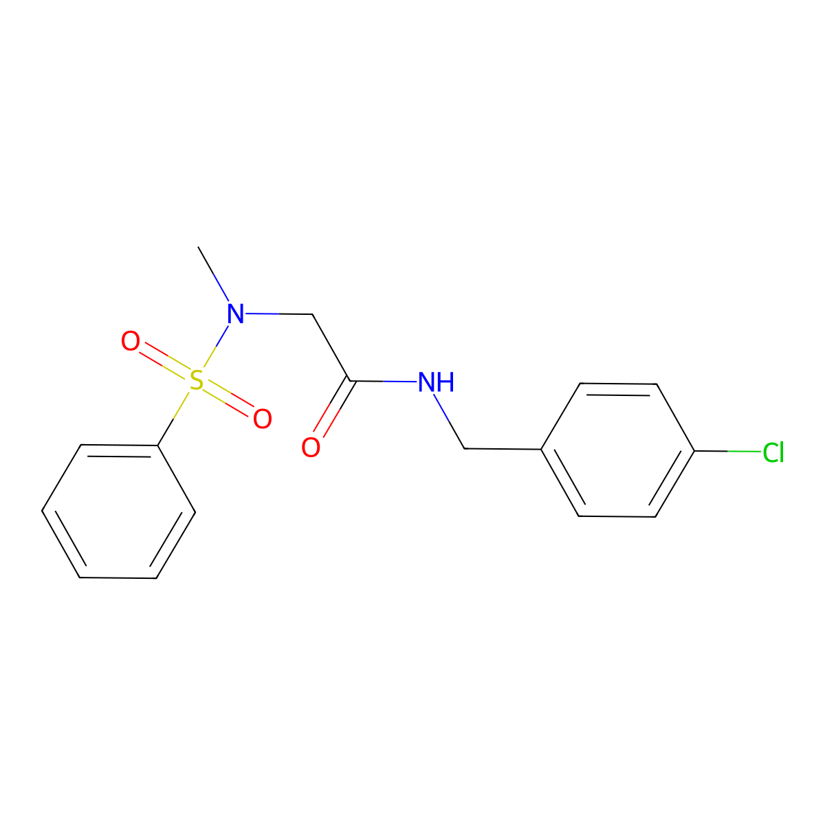 2-[benzenesulfonyl(methyl)amino]-N-[(4-chlorophenyl)methyl]acetamide molecular structure, CAS 593262-10-3