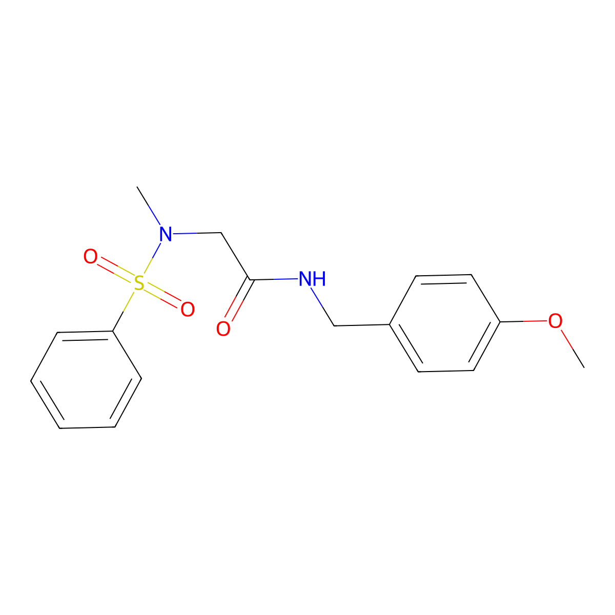 2-[benzenesulfonyl(methyl)amino]-N-[(4-methoxyphenyl)methyl]acetamide molecular structure, CAS 593262-11-4