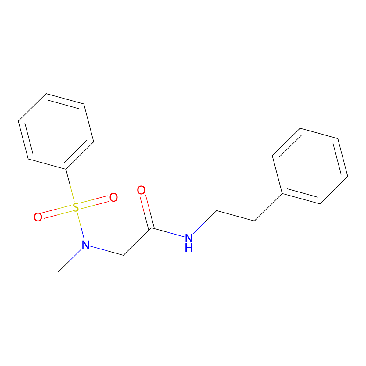 N~2~-methyl-N-(2-phenylethyl)-N~2~-(phenylsulfonyl)glycinamide molecular structure, CAS 593262-13-6