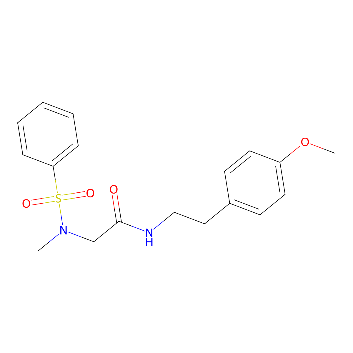 2-[benzenesulfonyl(methyl)amino]-N-[2-(4-methoxyphenyl)ethyl]acetamide molecular structure, CAS 593262-14-7