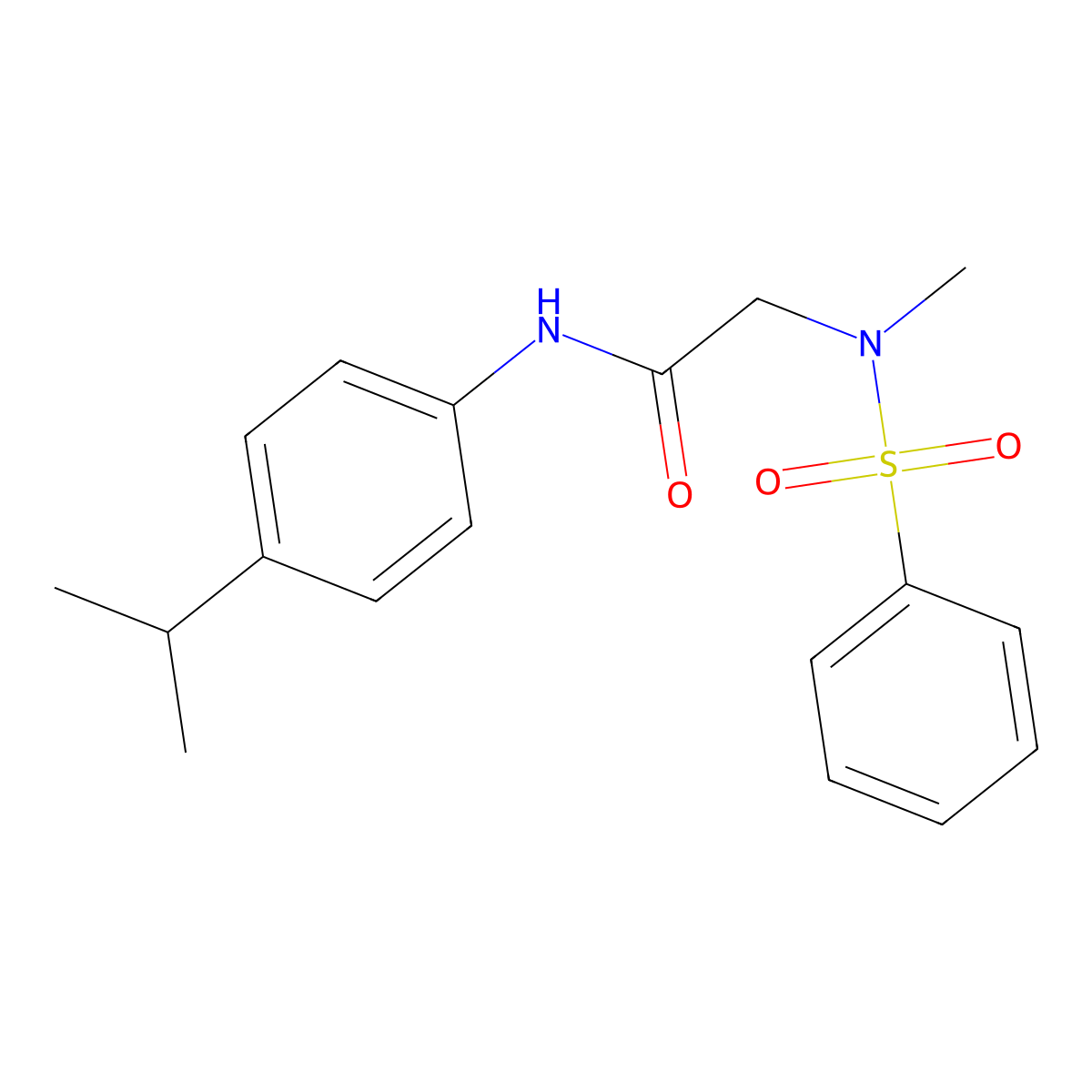 2-[benzenesulfonyl(methyl)amino]-N-(4-propan-2-ylphenyl)acetamide molecular structure, CAS 593262-25-0