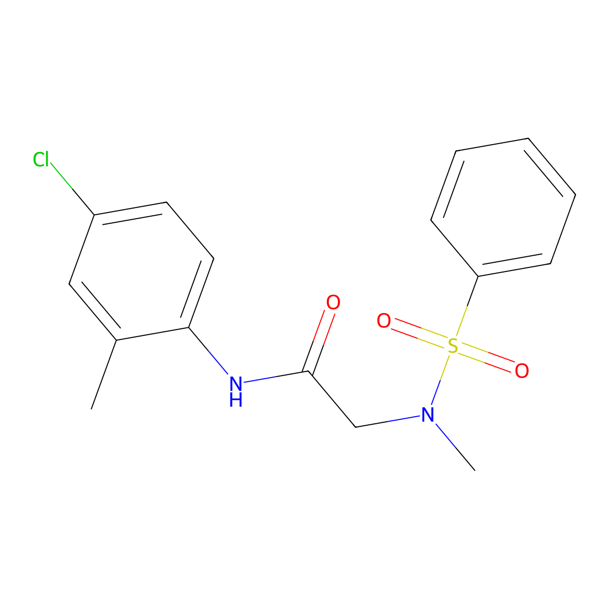 2-[benzenesulfonyl(methyl)amino]-N-(4-chloro-2-methylphenyl)acetamide molecular structure, CAS 593262-31-8