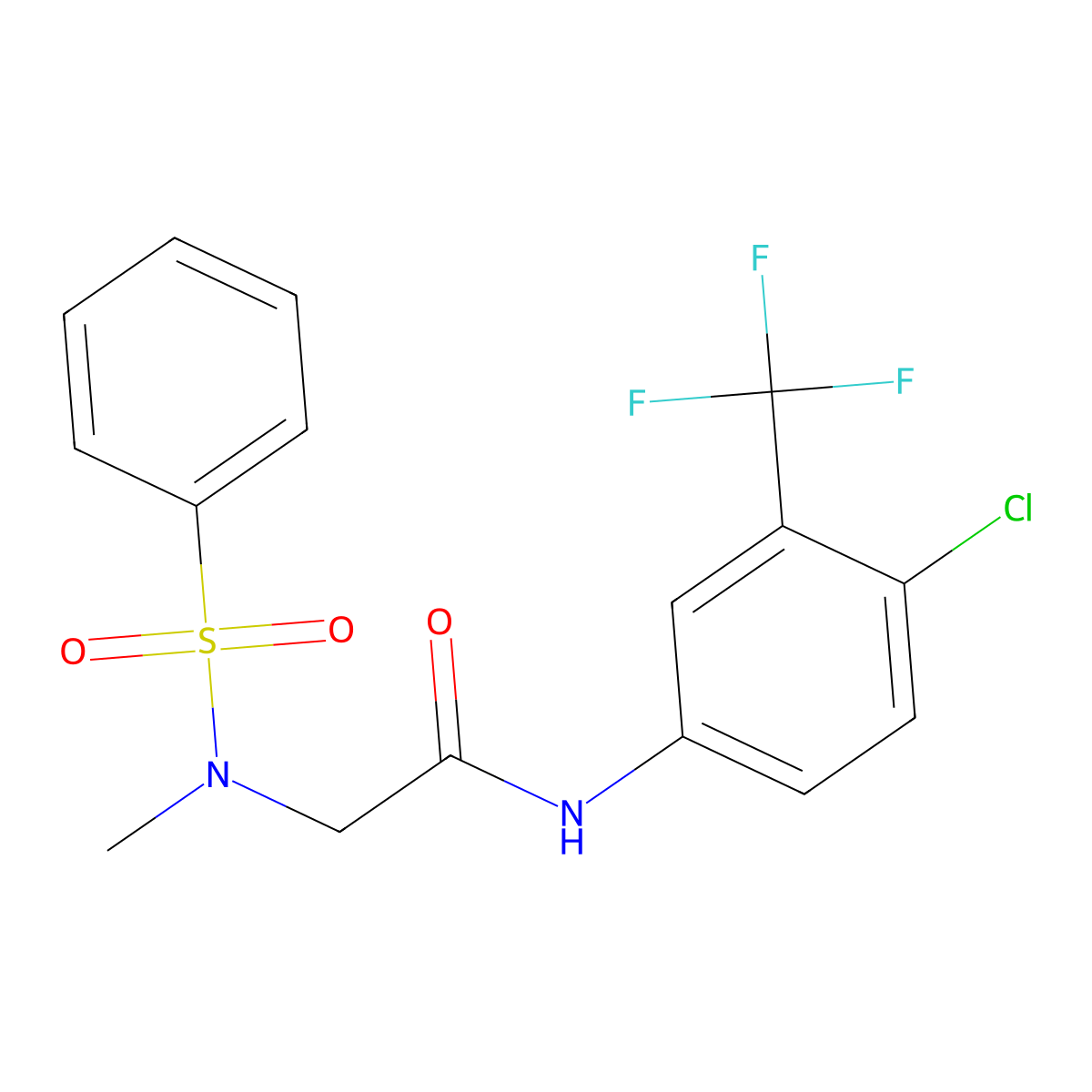 2-[benzenesulfonyl(methyl)amino]-N-[4-chloro-3-(trifluoromethyl)phenyl]acetamide molecular structure, CAS 593262-36-3
