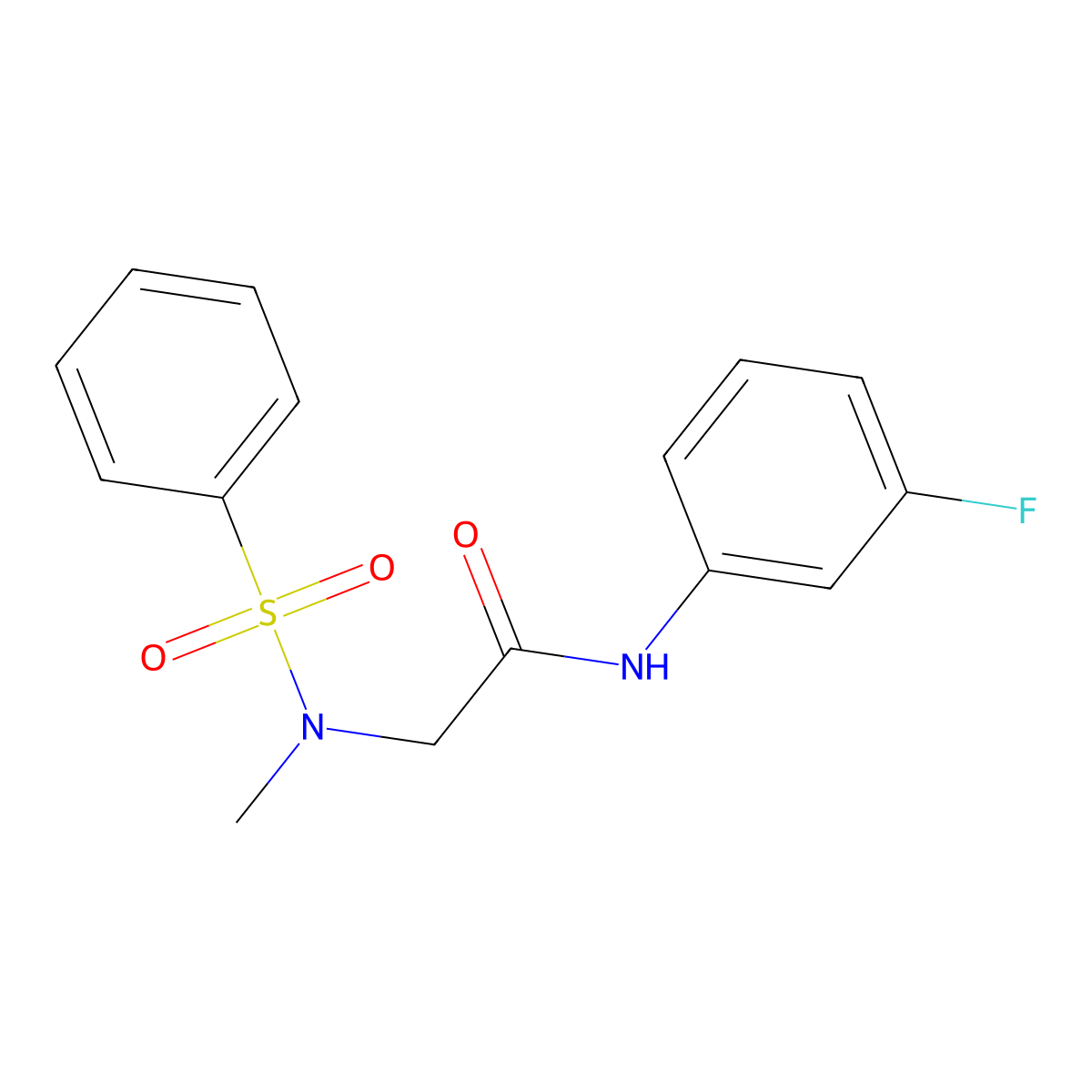 2-[benzenesulfonyl(methyl)amino]-N-(3-fluorophenyl)acetamide molecular structure, CAS 593262-39-6