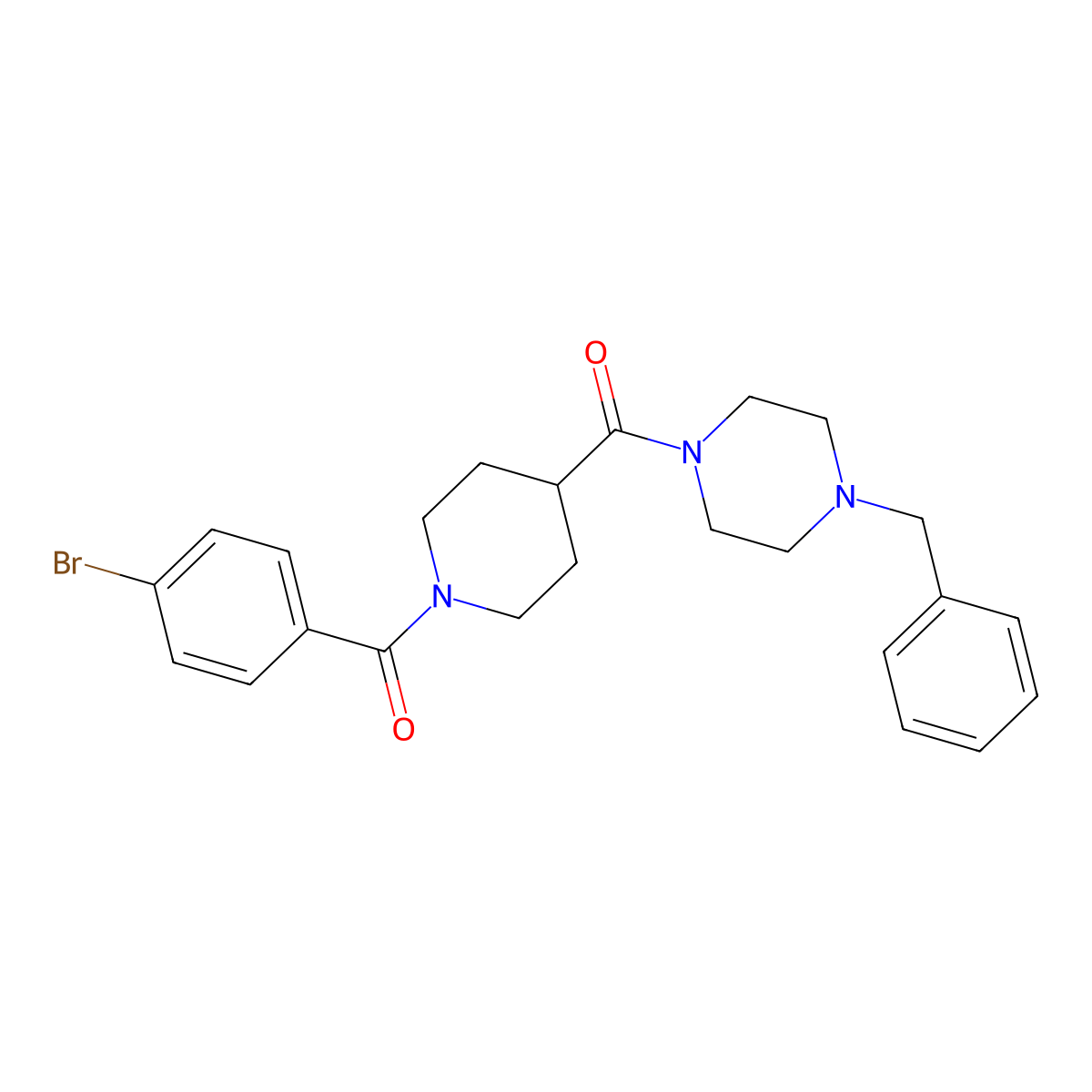 (4-Benzylpiperazin-1-yl)-[1-(4-bromobenzoyl)piperidin-4-yl]methanone molecular structure, CAS 593263-15-1