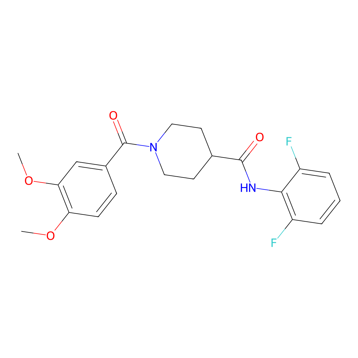 N-(2,6-difluorophenyl)-1-(3,4-dimethoxybenzoyl)-4-piperidinecarboxamide molecular structure, CAS 593263-37-7