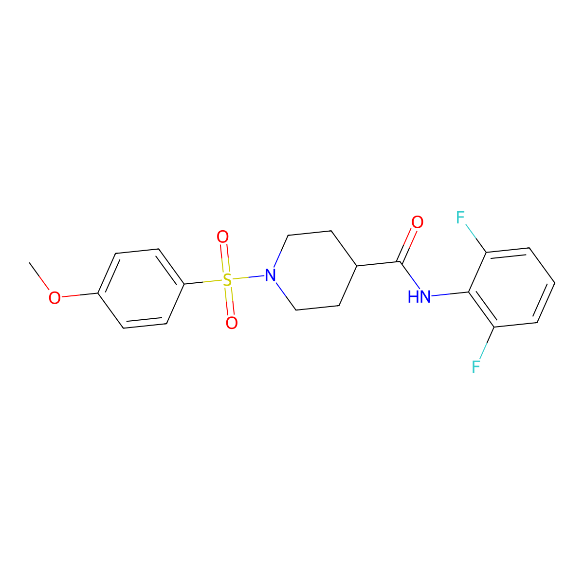 N-(2,6-difluorophenyl)-1-(4-methoxyphenyl)sulfonylpiperidine-4-carboxamide molecular structure, CAS 593263-38-8