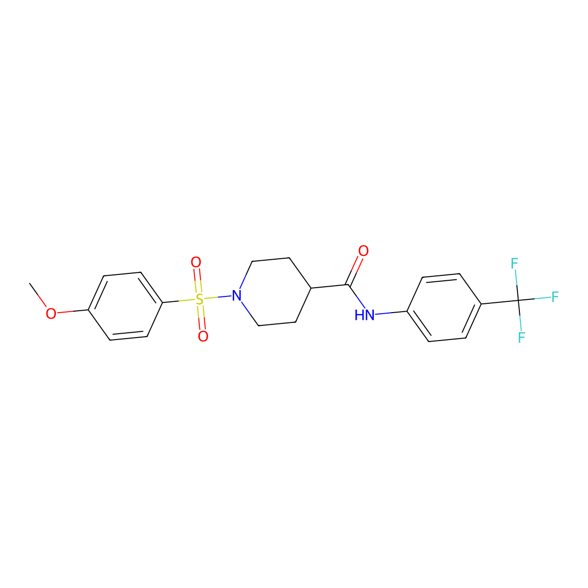 1-[(4-methoxyphenyl)sulfonyl]-N-[4-(trifluoromethyl)phenyl]-4-piperidinecarboxamide molecular structure, CAS 593263-39-9