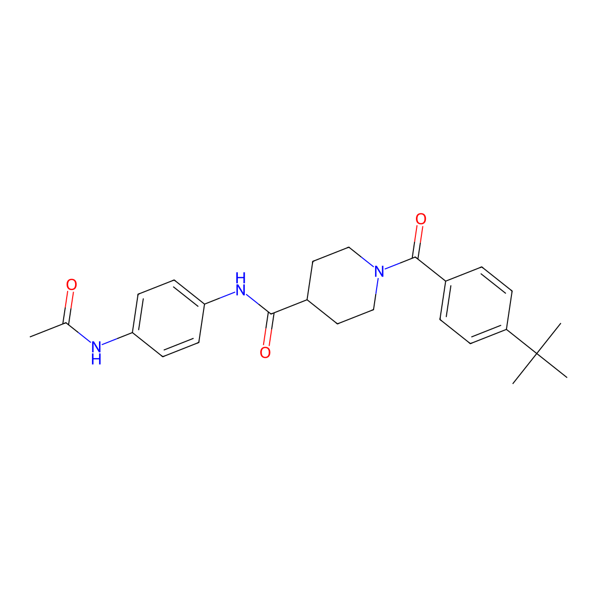 N-(4-acetamidophenyl)-1-(4-tert-butylbenzoyl)piperidine-4-carboxamide molecular structure, CAS 593263-43-5