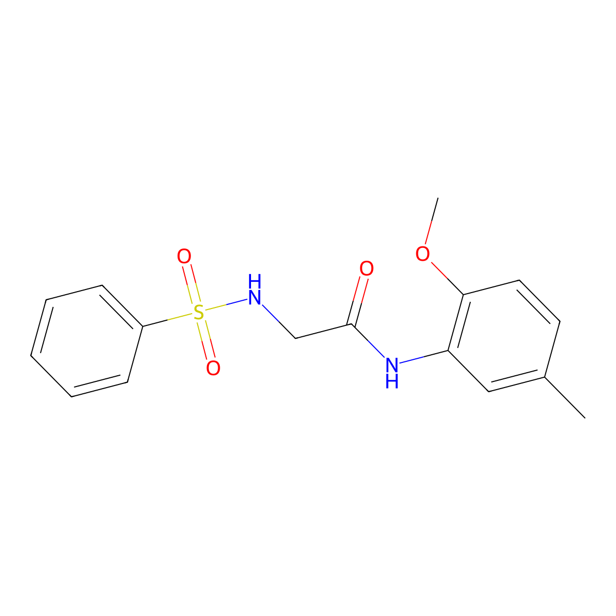 2-(benzenesulfonamido)-N-(2-methoxy-5-methylphenyl)acetamide molecular structure, CAS 593263-51-5