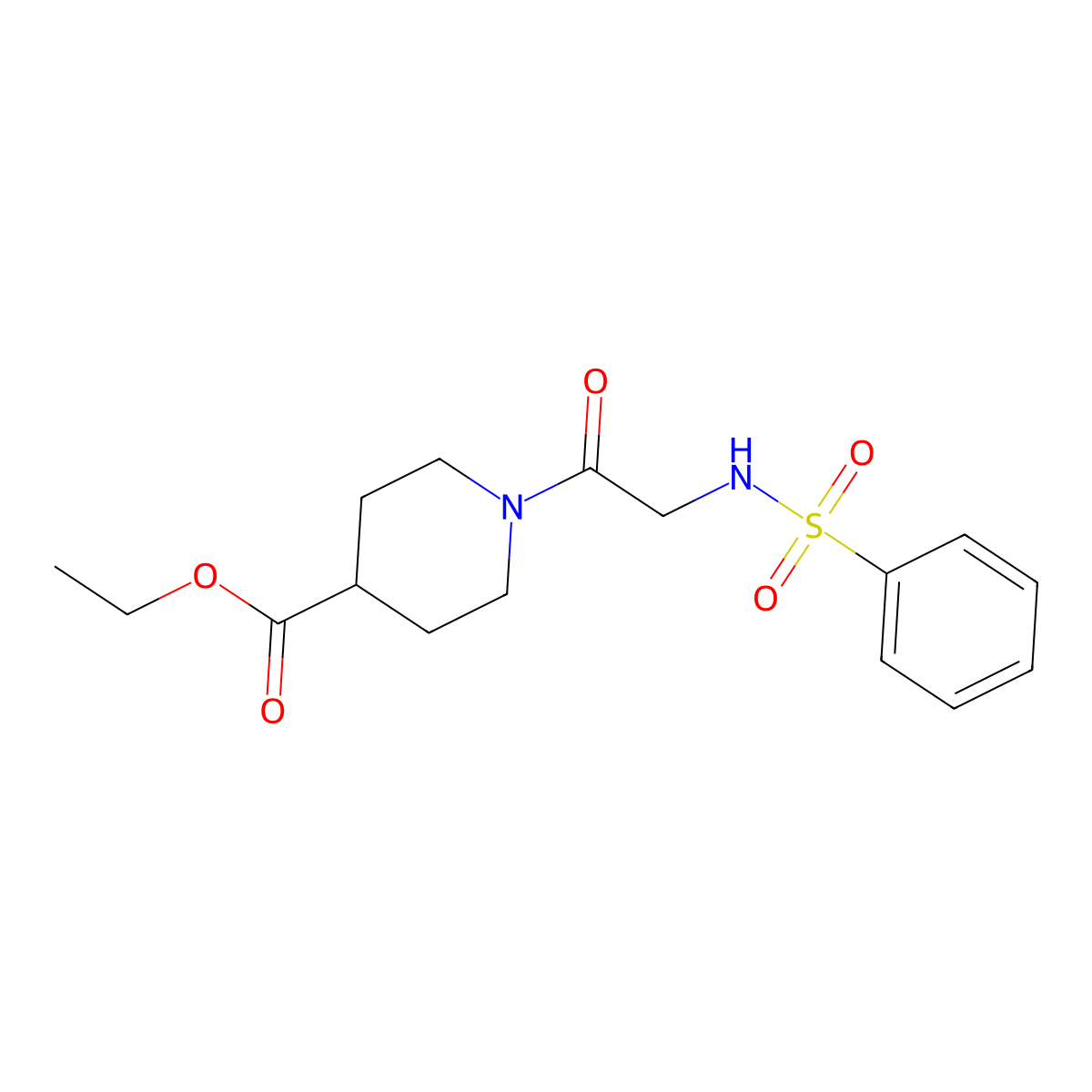 Ethyl 1-{[(phenylsulfonyl)amino]acetyl}-4-piperidinecarboxylate molecular structure, CAS 593263-53-7